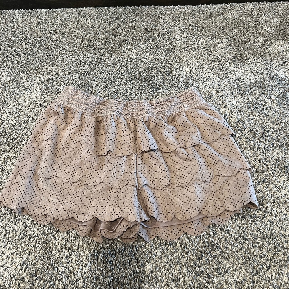 Vanity Beige Ruffle Shorts